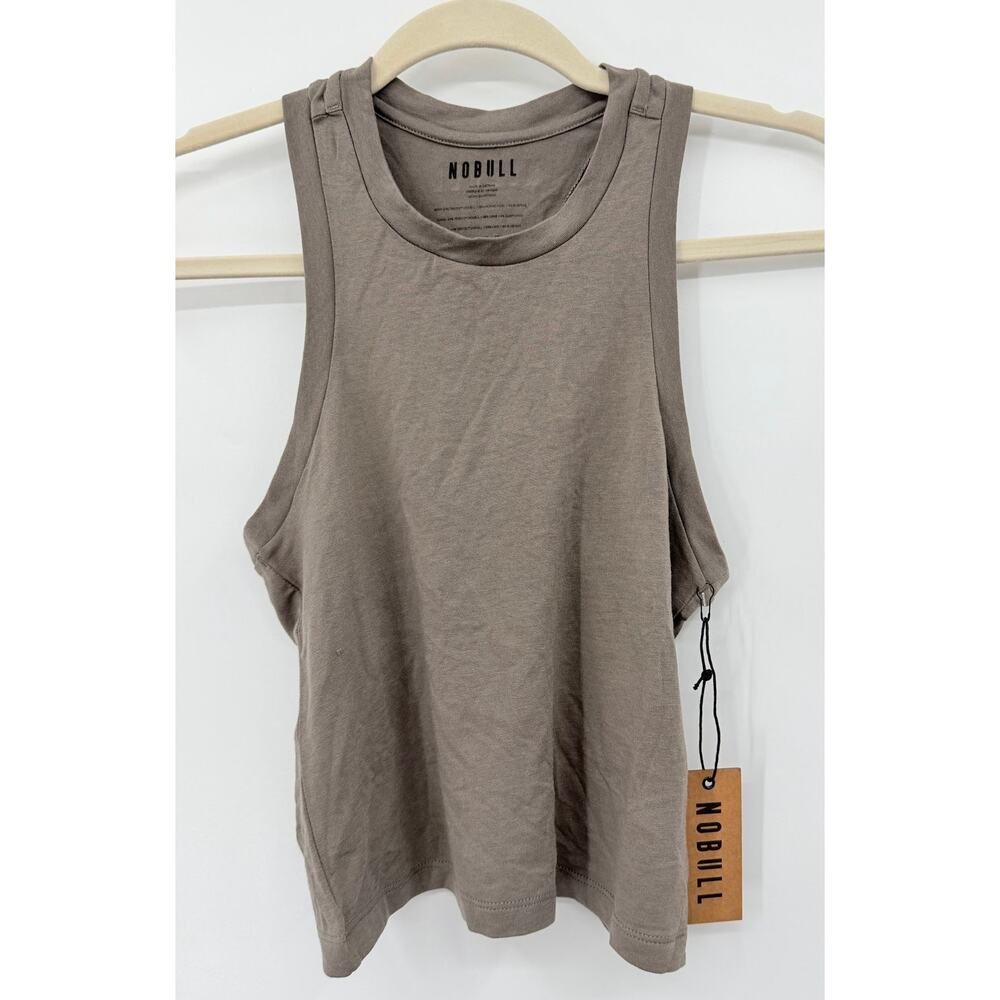 NOBULL High Neck Racerback Cropped Tank Brown Size Medium NWT - Picture 2 of 9